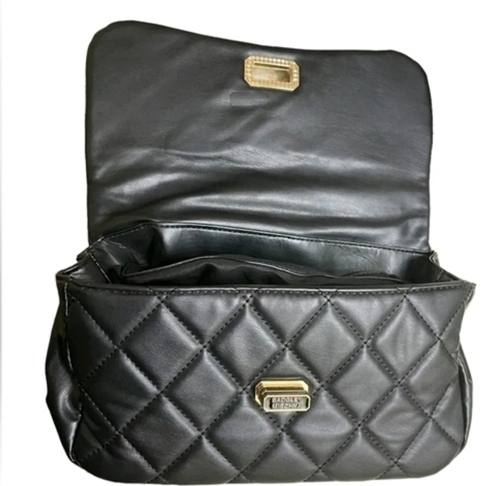 Badgley Mischka Handbag Women's Black Leather Quilted Studs Crossbody Bag